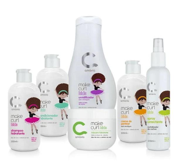 Imagem de Kit Make Curl Kids - Shampoo + máscara + condicionador + spray + creme de pentear + umidificador