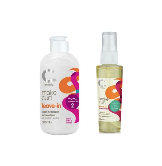 Imagem de Kit Make Curl (Leave in cabelos cacheados curvatura tipo 2 e Serum Oil) Amávia