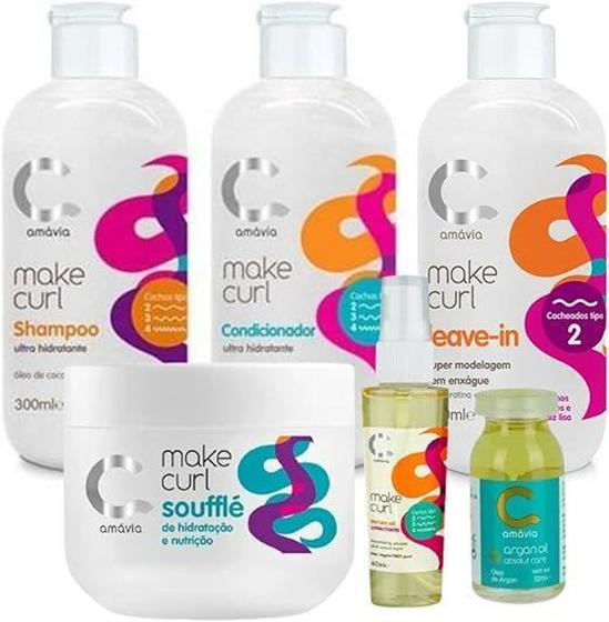 Imagem de Kit make curl tipo 2 + oil de argan - amávia