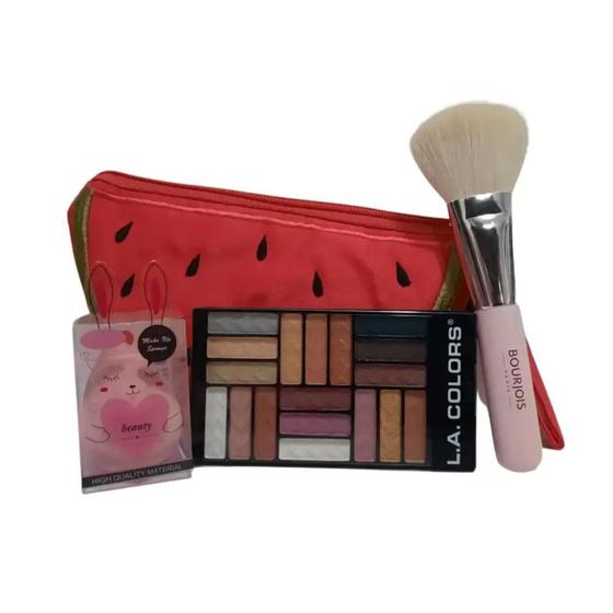 Imagem de Kit make l.a. colors vglam palette + esponja + pincel bourjois + necessaire