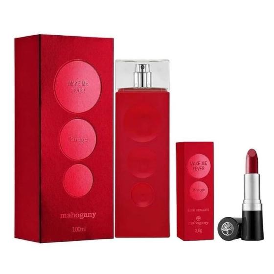 Imagem de Kit Make Me Fever Rouge Mahogany Perfume 100ml  Batom 3,6g