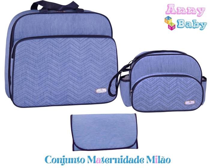 Imagem de  Kit Mala + Bolsa Pequena + Trocador Maternidade Azul/Marinho