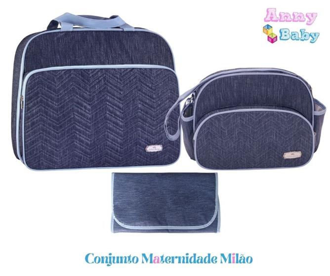 Imagem de  Kit Mala + Bolsa Pequena + Trocador Maternidade Marinho/Azul