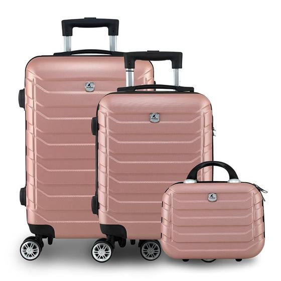 Kit Mala De Bordo 3 Peças Rosa Bagagem De Mão Rodinhas 360 é ruim? Kit Mala De Bordo 3 Peças Rosa Bagagem De Mão Rodinhas 360 é boa?