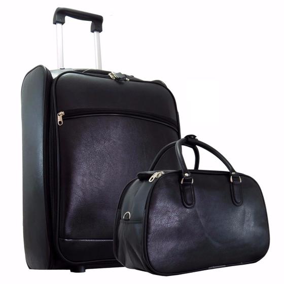 Kit Mala De Viagem Quadrada De Bordo C/ Rodinhas E 01 Mala De Mão Menor preço em Kit Mala De Viagem Quadrada De Bordo C/ Rodinhas E 01 Mala De Mão