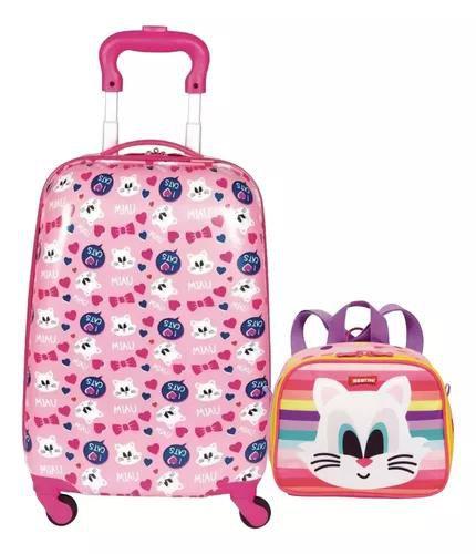 Imagem de Kit Mala Malinha Kids Cat 18y Rodinha Sestini 2018 Rosa