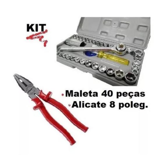 Imagem de Kit Maleta Catraca Soquete 40 Pçs + Alicate Gedore 8 Pol