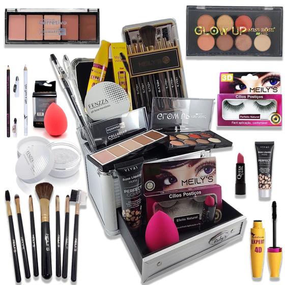 Imagem de Kit Maleta Maquiagem Completa Profissional - Essencial Ruby Rose Portatil