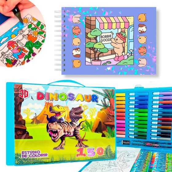 Kit Maleta Pintura Dinossauros 150Pçs e Livro de Colorir Bobbie Goods ...