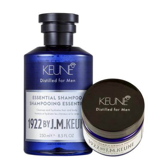 Imagem de Kit Man Keune 1922 by J. M. Keune Essential Shampoo 250ml + Permium Clay Texturizador 75ml