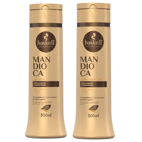 Imagem de Kit Mandioca Haskell Shampoo & Condicionador 300ml Auxilia no crescimento do cabelo