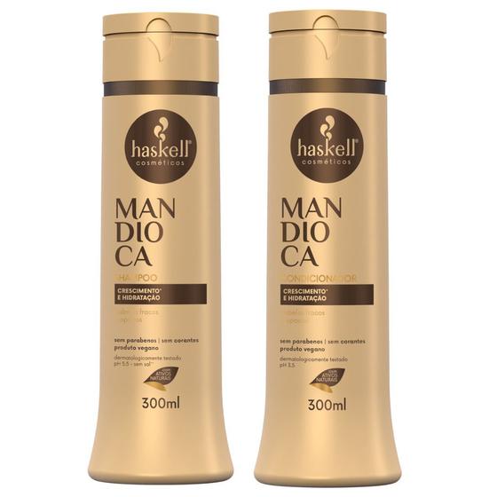 Imagem de Kit Mandioca Haskell Shampoo & Condicionador 300ml Auxilia no crescimento do cabelo