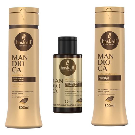 Imagem de Kit Mandioca Haskell Shampoo + Condicionador 300ml + Nectavita 35ml