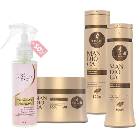 Imagem de Kit Mandioca Shampoo + Cond + Máscara 300ml + Finalizador Obrigatório Lourre 120ml