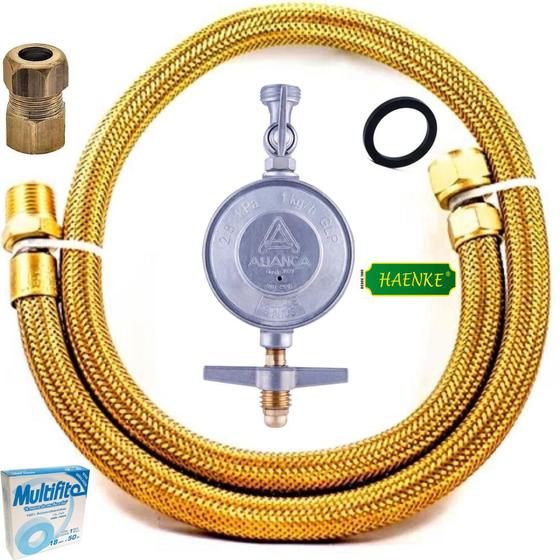 Imagem de Kit Mangueira Cobre+regulador+adaptador Instalação Gás Glp