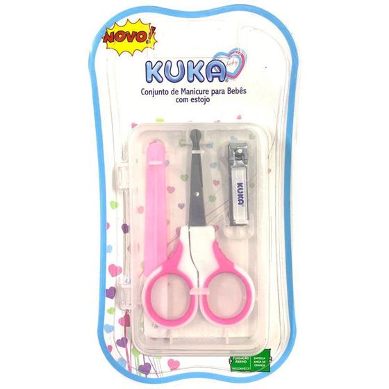 Kit Manicure Bebê Tesoura Lixa Cortador Unhas Higiene Rosa - Kuka Menor preço em Kit Manicure Bebê Tesoura Lixa Cortador Unhas Higiene Rosa - Kuka