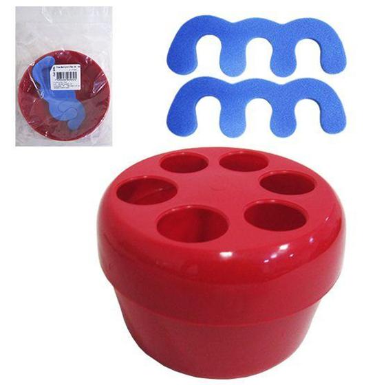 Imagem de Kit Manicure Com Pote De Plastico Redondo Colors + 2 Separadores - Dr Util