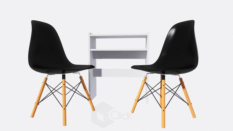 Imagem de Kit Manicure De Mesa Branca + 2 Cadeiras Preta Eames Eiffel