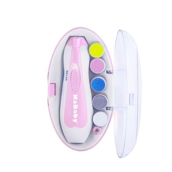 Imagem de Kit Manicure Eletrico Portátil Para Bebês e Adultos KaBaby Rosa Com 5 Lixas e 1 Polidor