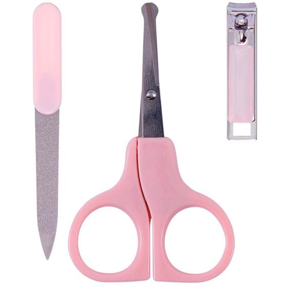 Imagem de Kit Manicure Infantil Bebê Com Cortador de Unha Lixa e Tesoura A Partir do Nascimento Buba