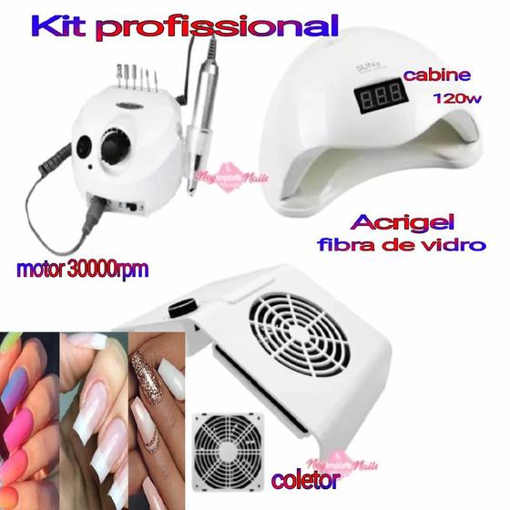 Imagem de Kit Manicure Profissional, Esmalteria, Cabine 120w, Coletor de Pó Unhas, Lixa Elétrica Porquinho