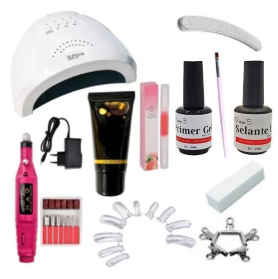 Imagem de Kit Manicure Profissional Lixa Pincel Polygel Cabine 48w Boa