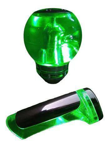 Imagem de Kit Manopla Bola De Câmbio Redonda Freio Com Led Verde Anel de Ré