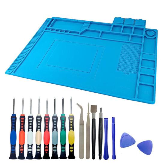 Imagem de Kit Manta Antiestática 45x30cm Chaves De Precisão 16 peças