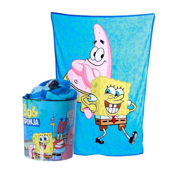 Imagem de Kit Manta + Balde Pipoca Bob Esponja - Zona Criativa