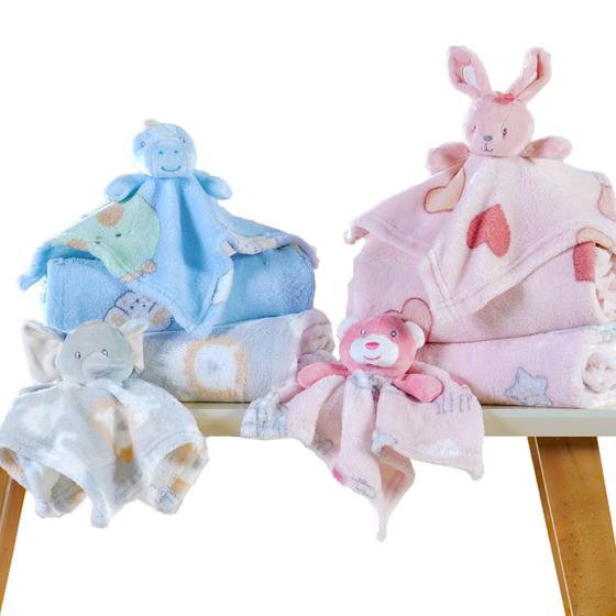 Imagem de Kit Manta Bebe Cobertor de Bebê Infantil + Naninha Para Bebê Infantil Menina Menino Coberta Menina Menino Maternidade Co