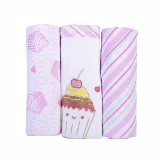 Kit Manta Cueiro 3 unidades Rosa Baby Nice Menor preço em Kit Manta Cueiro 3 unidades Rosa Baby Nice