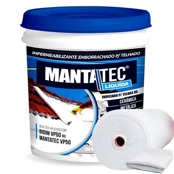 Imagem de Kit Manta Liquida Branca 12Kg + 10M Bidim Impermeabilizante