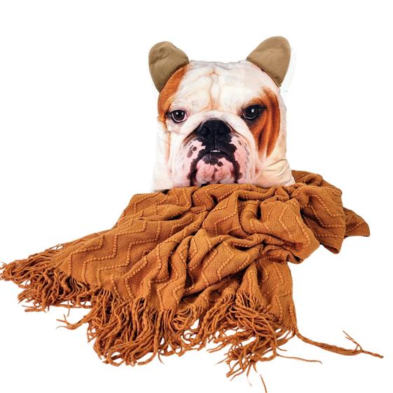 Imagem de Kit Manta Para Sofá Terracota Com Almofada Pet Cachorro