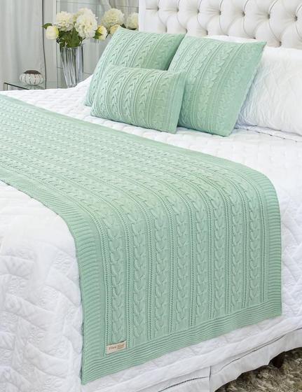 Imagem de Kit Manta Sofá Cama Casal + 2 Capas 45X45 Berlim Menta