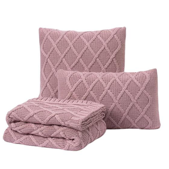 Imagem de Kit Manta Sofá Cama Casal + 2 Capas 45X45 Paris Rose