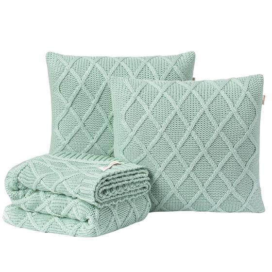 Imagem de Kit Manta Sofá Cama King + 2 Capas 40X40 Paris Menta