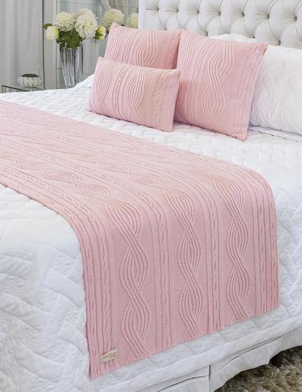 Imagem de Kit Manta Sofá Cama King + 2 Capas 50X50 Pequim Rosa