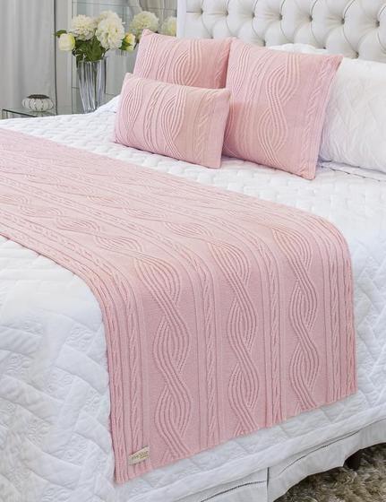 Imagem de Kit Manta Sofá Cama Solteiro + 2 Capas 60X40 Pequim Rosa