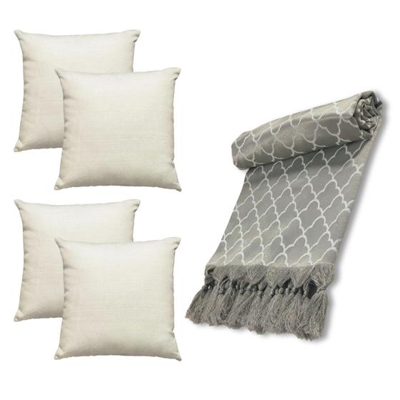 Imagem de Kit Manta Xale de Sofá Grande Colmeia 2,80 x 3,50 com 4 Capas de Almofadas