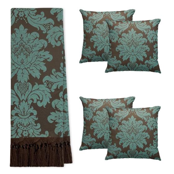 Imagem de Kit Manta Xale Grande Para Sofá E Cama Com 4 Capas de Almofada