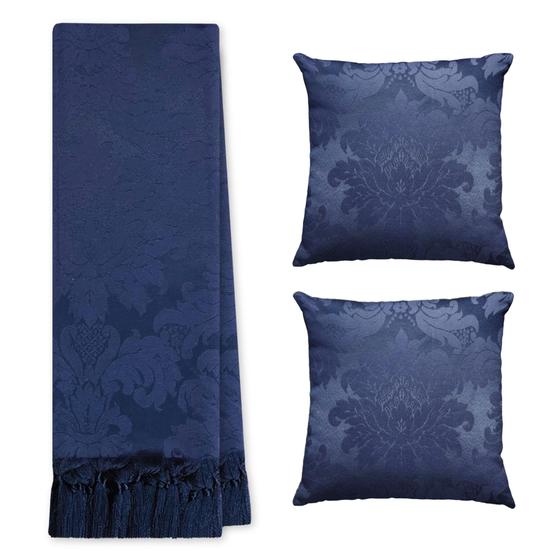 Imagem de Kit Manta Xale Grande Para Sofá E Cama Protetora Com 2 Almofadas Cheias