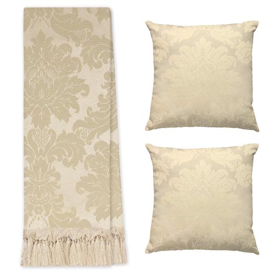 Imagem de Kit Manta Xale Grande Para Sofá E Cama Protetora Com 2 Capas de Almofada