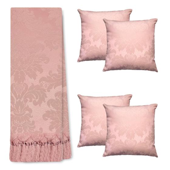 Imagem de Kit Manta Xale Grande Para Sofá E Cama Protetora Com 4 Almofadas CHEIAS