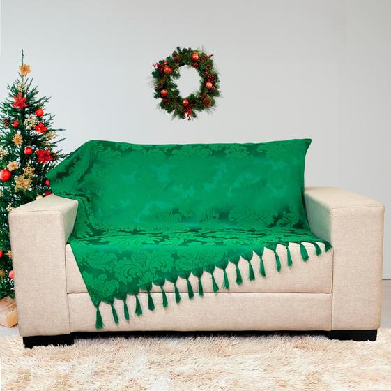 Imagem de Kit Manta Xale Sofá Natal com 3 capas de Almofadas Quadrada e Quebra Rim