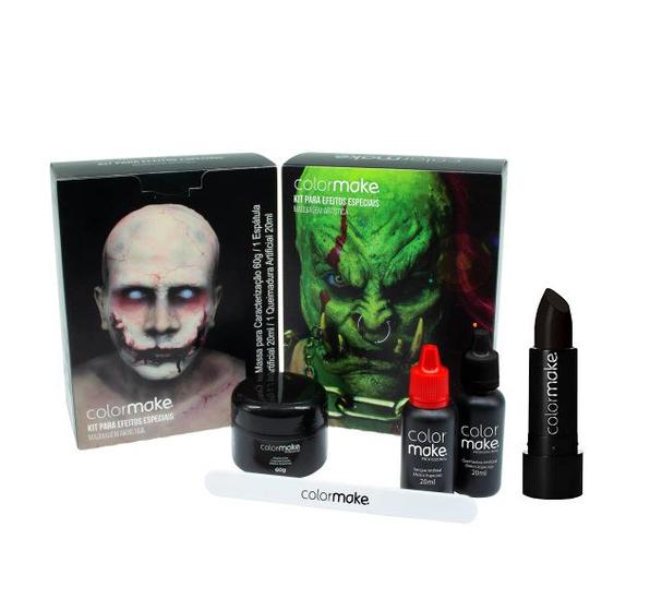 Imagem de Kit Maquiagem De Terror Colormake Halloween Batom Preto Sangue Falso