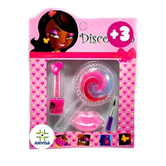 Imagem de Kit Maquiagem Infantil Estojo Pirulito Brinquedo DiscoTeen