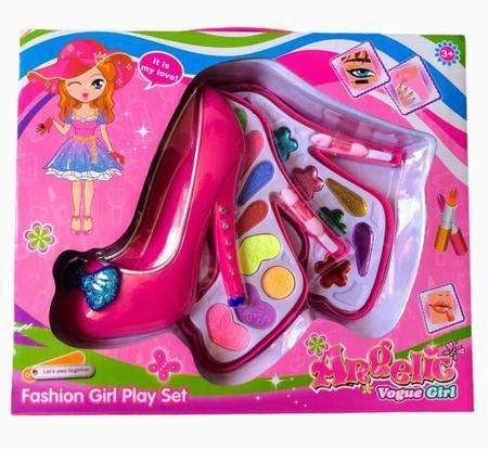 Imagem de Kit Maquiagem Infantil Rosa Pink/Roxo Formato De Sapatos/ Sereia, Sapatinho Cinderela, Brinquedos para meninas maquia bo