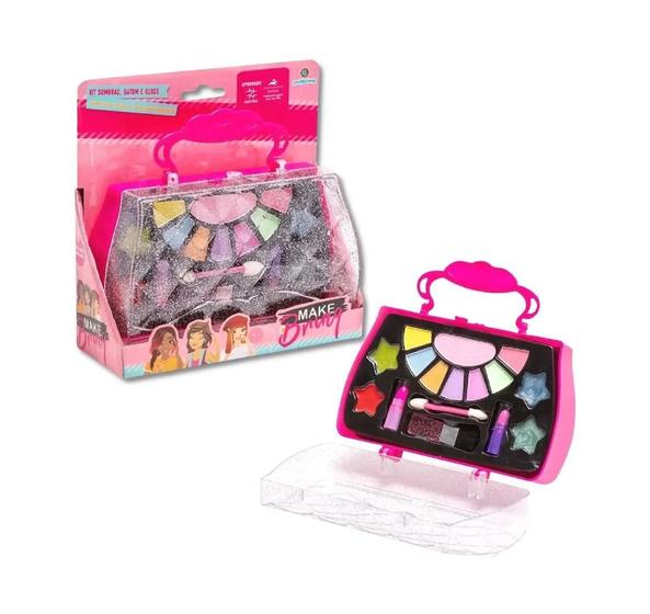 Imagem de Kit Maquiagem Infantil Sombras Batom Gloss Make Brinq - Polibrinq