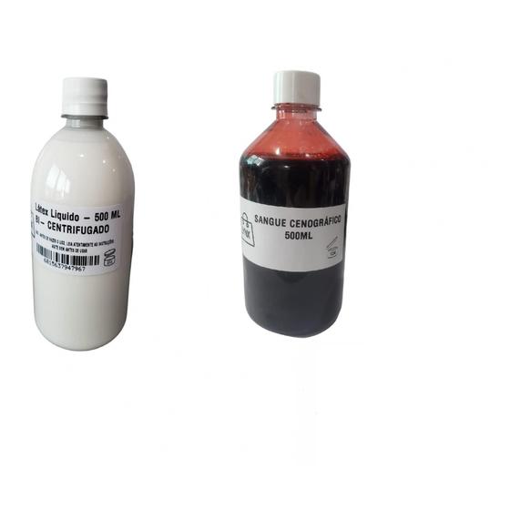 Imagem de Kit Maquiagem Sangue Falso Artificial 500Ml + Látex 500Ml