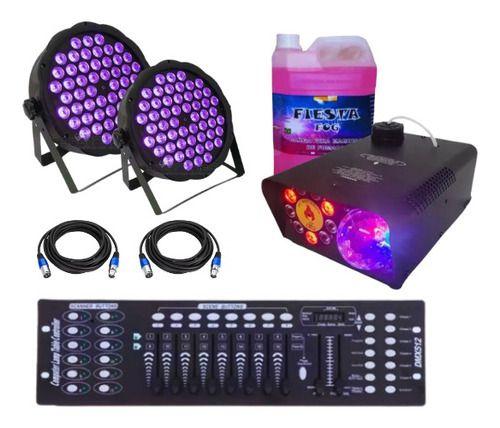 Imagem de kit maquina 750W 110/220 + 4 parleds 54T triled sany + mesa dmx